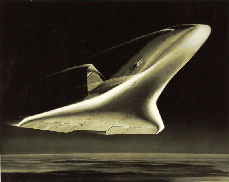 Illustration for article titled This concept art from the Shuttle Program's early days is gorgeous, deliciously retro